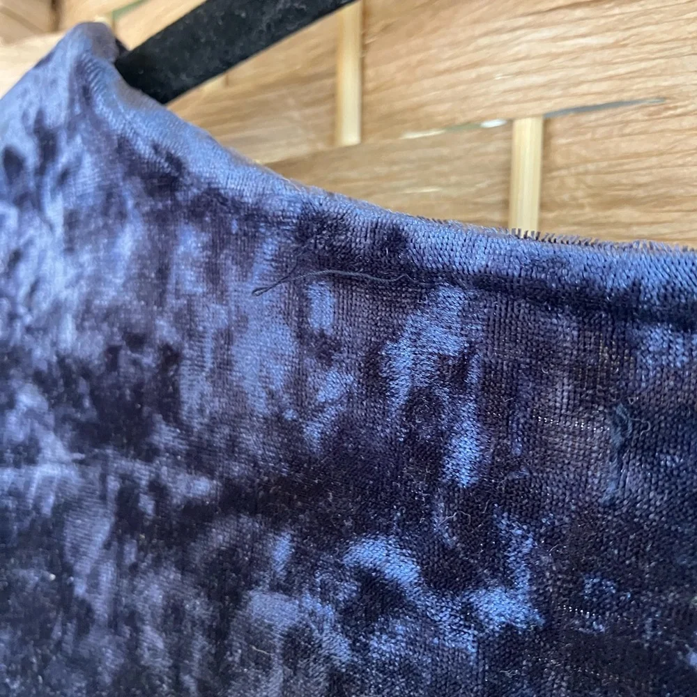 American Eagle Outfitters Crushed Velvet V-Neck Mini Dress - Navy - Picture 7 of 8
